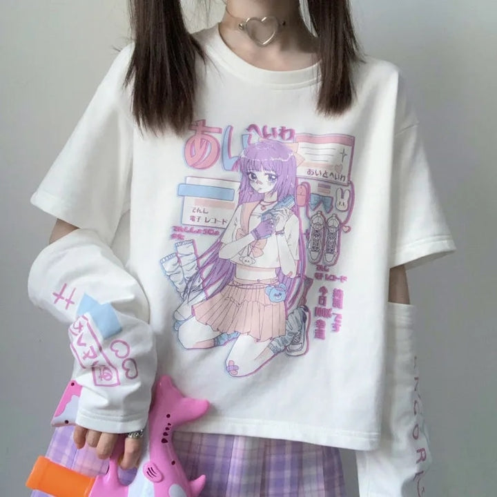 Kawaii Anime Sweatshirt With Arm Cover - Juneptune