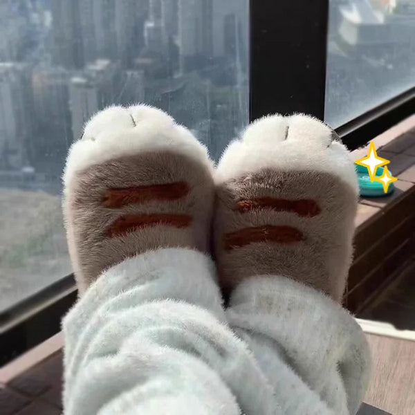 Kawaii Fluffy Cat Paw Plush Slippers