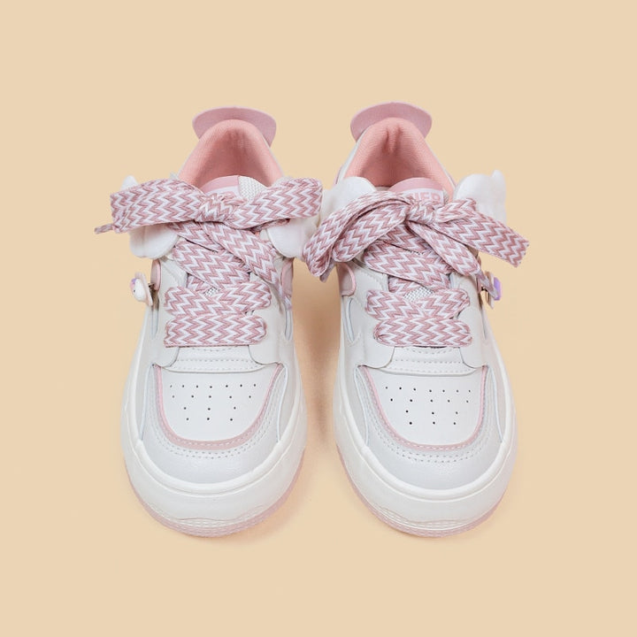 Kawaii Pink Angel Bunny Chunky Sneakers - Juneptune