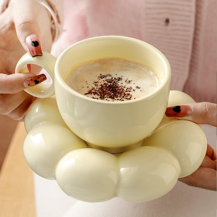 Cute Ceramic Cloud Mug With Plate - Juneptune