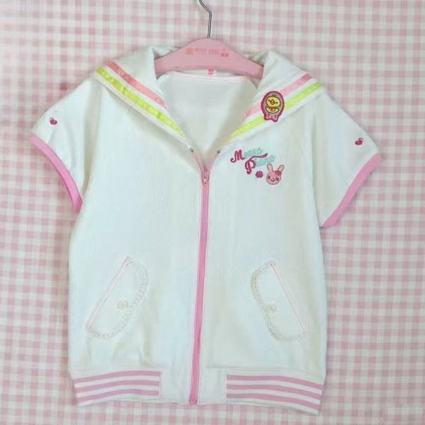 Bunny Patch Pastel Sailor Zip-Up Hoodie