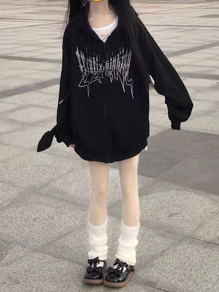 Gothic Harajuku Devil Oversized Hoodie - Juneptune