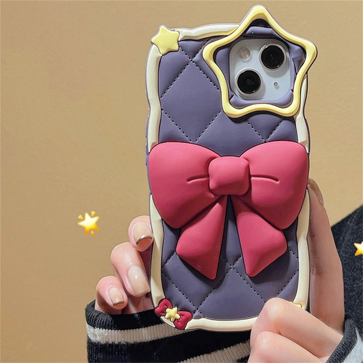 Kawaii Purple Star Bowknot iPhone Case - Juneptune