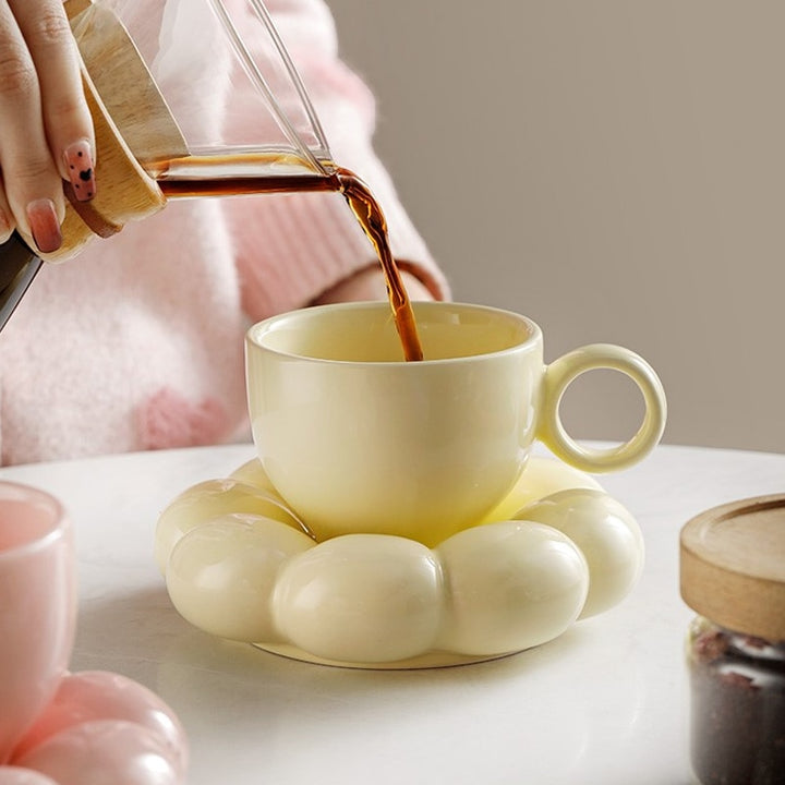 Cute Ceramic Cloud Mug With Plate - Juneptune