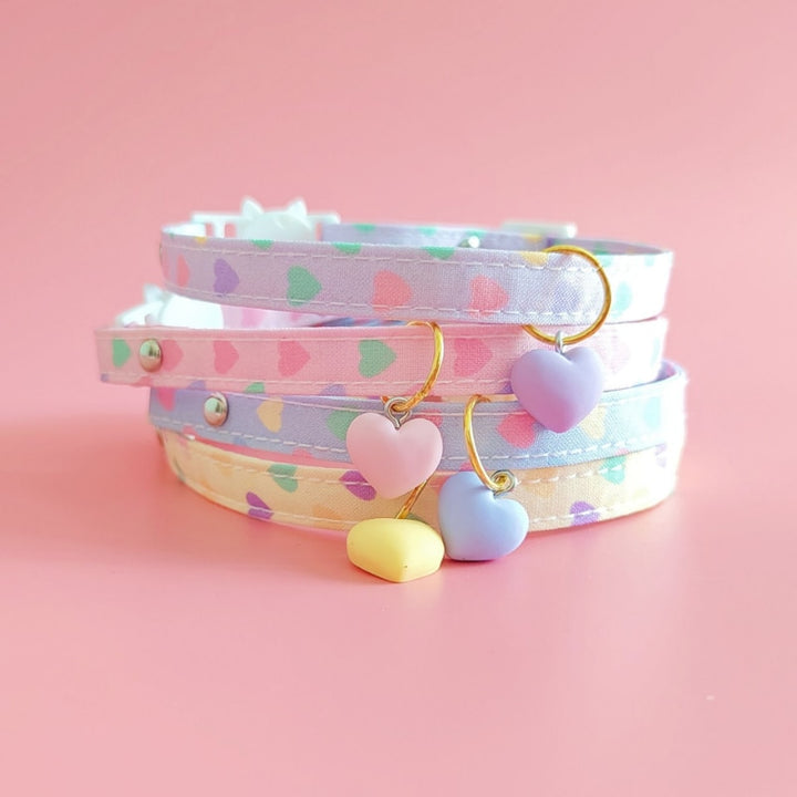 Kawaii Pastel Hearts Dog Collar - Juneptune