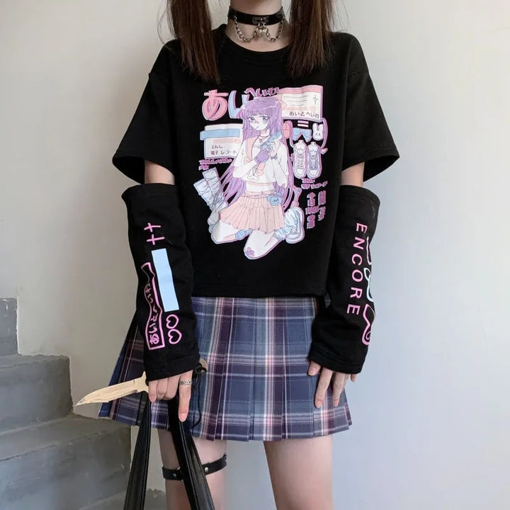 Kawaii Anime Sweatshirt With Arm Cover - Juneptune