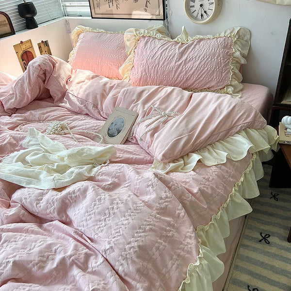 Pastel Princess Lace Ruffles Bedding Set