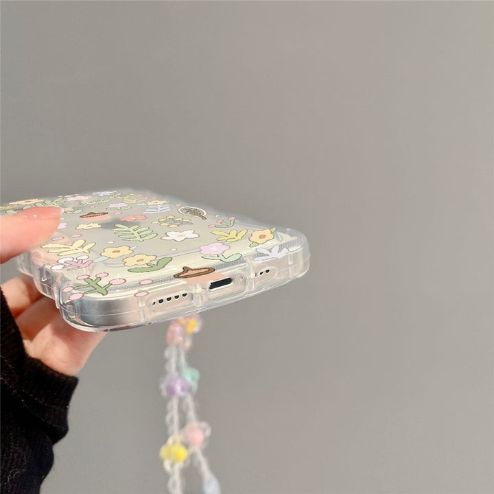 Cottagecore Aesthetic Flower iPhone Case With Bracelet - Juneptune