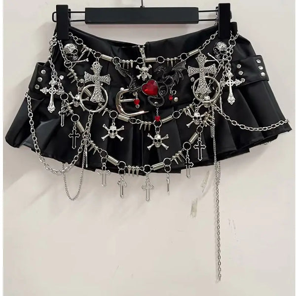 Chained Cross Mini Skirt