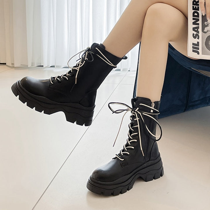 Kawaii Pink Chunky Platform Ankle Boots - Juneptune