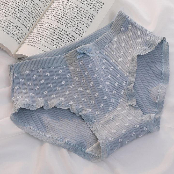 Kawaii Blue Floral Cotton Underwear - Juneptune