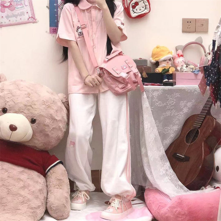 Kawaii Sanrio My Melody Pink Loose Pants - Juneptune