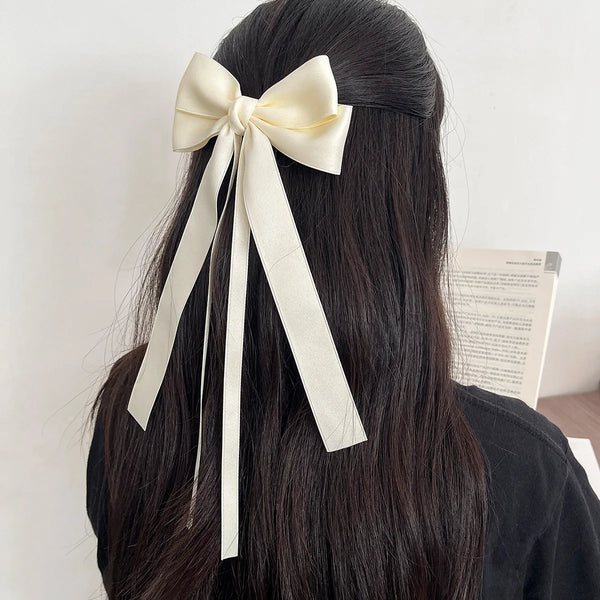 Coquette Long Ribbon Hair Bow Clip