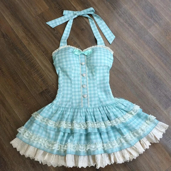 Sweet Meadow Gingham Lace Dress