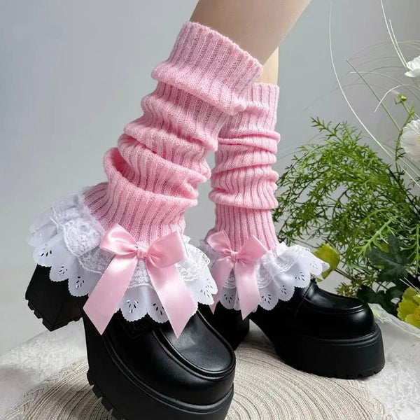 Coquette Princess Lace Bow Leg Warmers