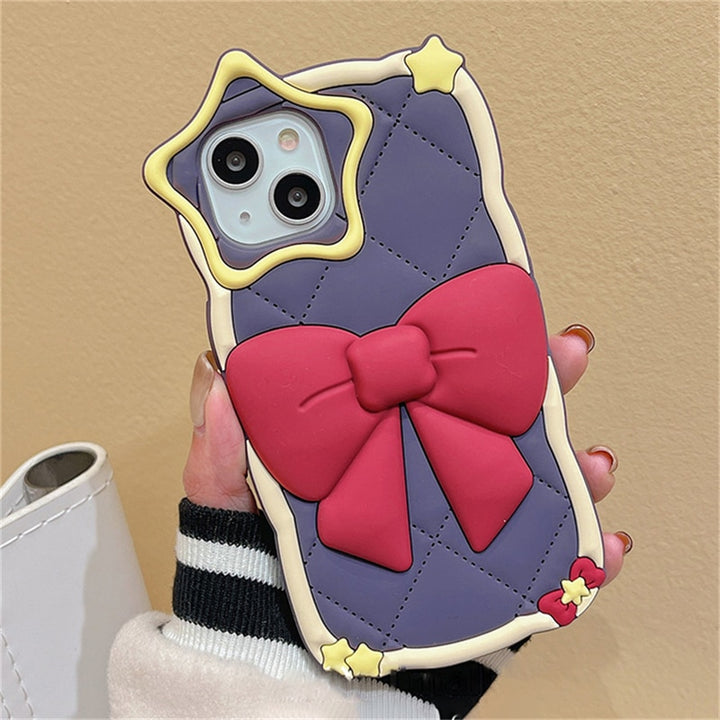 Kawaii Purple Star Bowknot iPhone Case - Juneptune