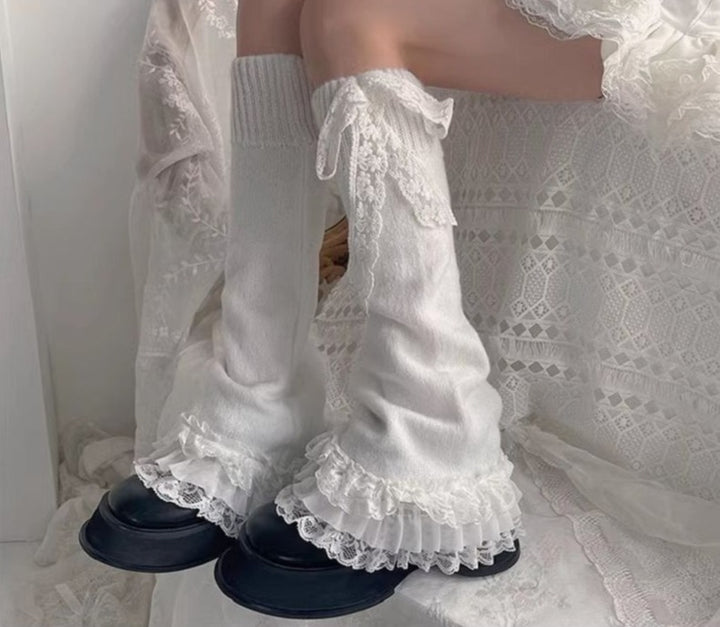 Sweet Lolita White Lace Leg Warmers - Juneptune