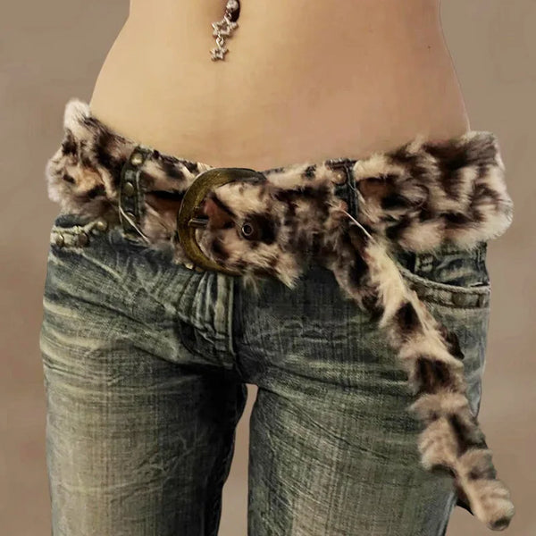 Wild Paws Ultra-Fluffy Y2K Leopard Belt