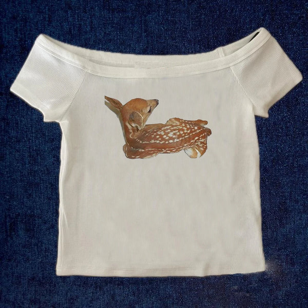 Fawn Off-Shoulder Baby Tee