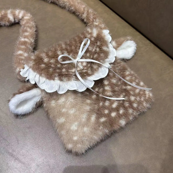 Fawn Cottagecore Plush Shoulder Bag