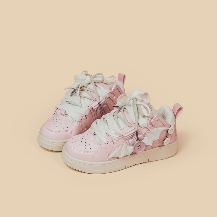 Kawaii Pink Angel Chunky Sneakers - Juneptune