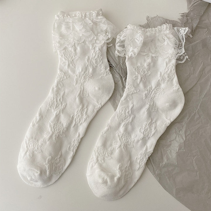 Lolita White Lace Cotton Socks - Juneptune