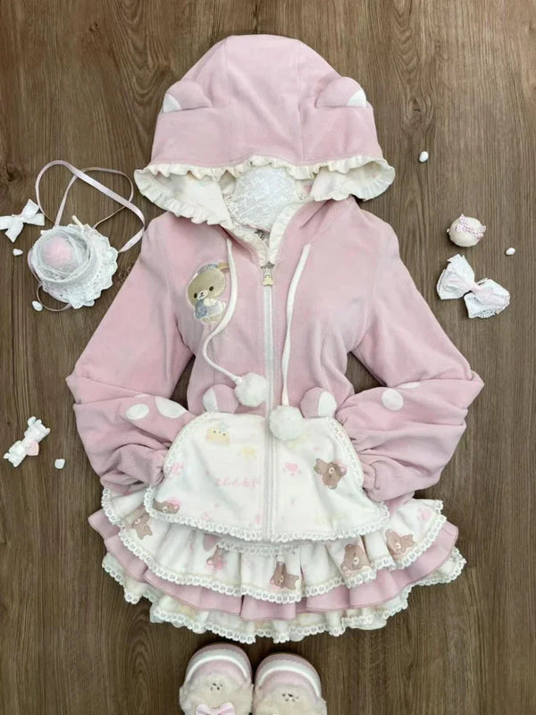 Pink Marshmallow Bear Outfit Set