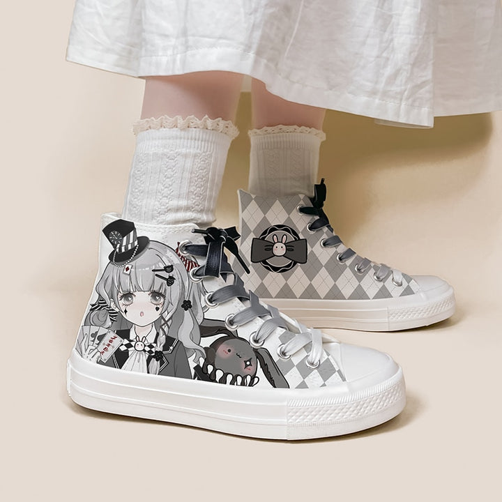 Kawaii Bunny Anime Girl High Top Shoes - Juneptune