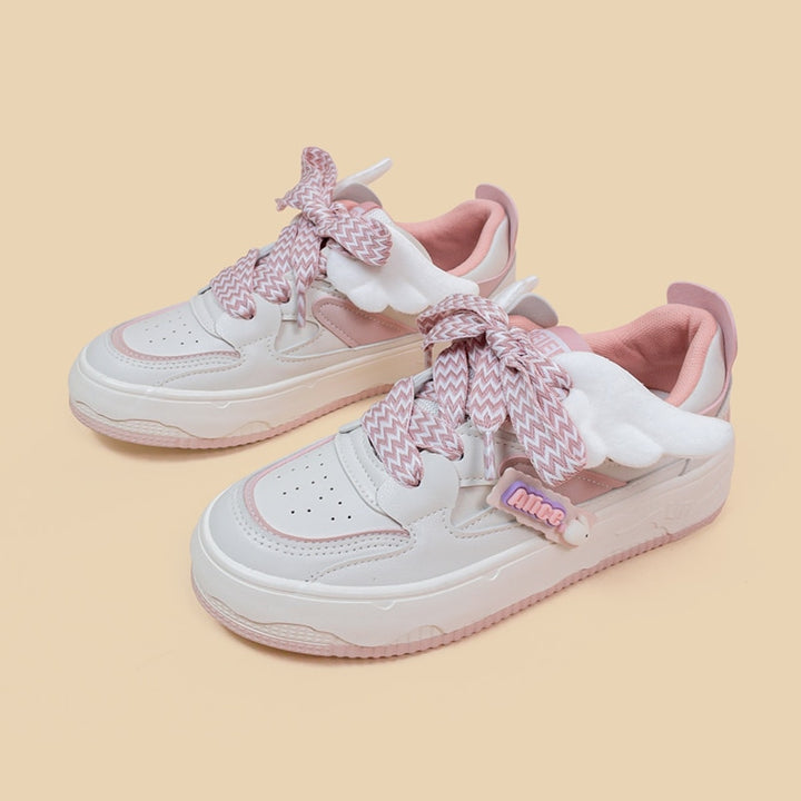 Kawaii Pink Angel Bunny Chunky Sneakers - Juneptune