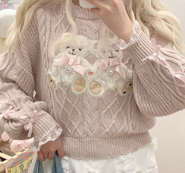 Sweet Lolita Knitted Bear Pullover - Juneptune