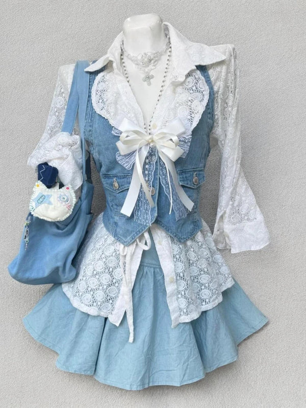 Sugar Denim Coquette Outfit Set