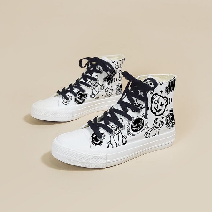 Graffiti Bear Streetwear High Top Shoes - Juneptune