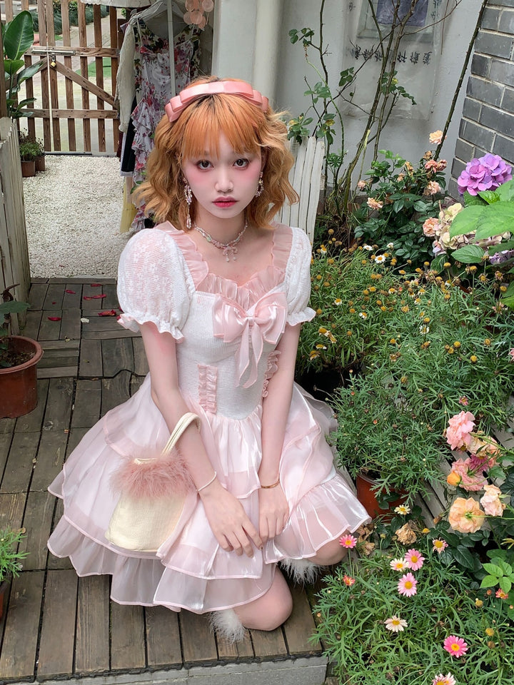 Sweet Lolita Pink Dress With Bow - Juneptune