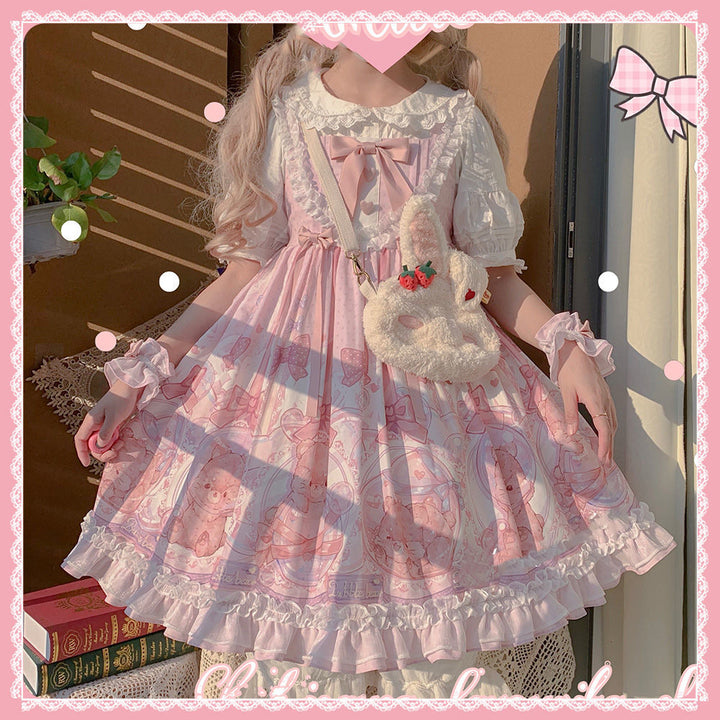 Sweet Lolita Pink Bear Dress - Juneptune