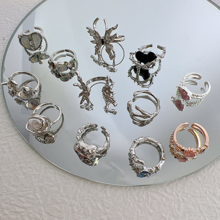 Y2K Fairycore Crystal Rings - Juneptune