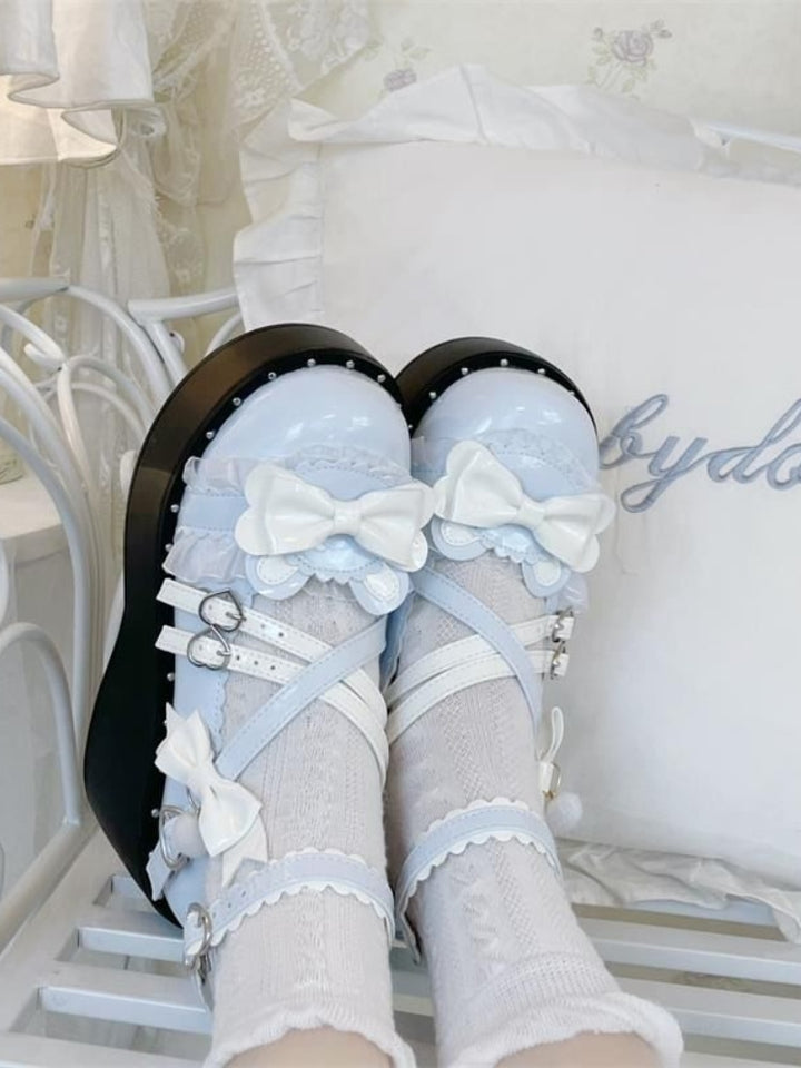 Kawaii Lolita Mary Jane Shoes With Buckle Strap - Juneptune