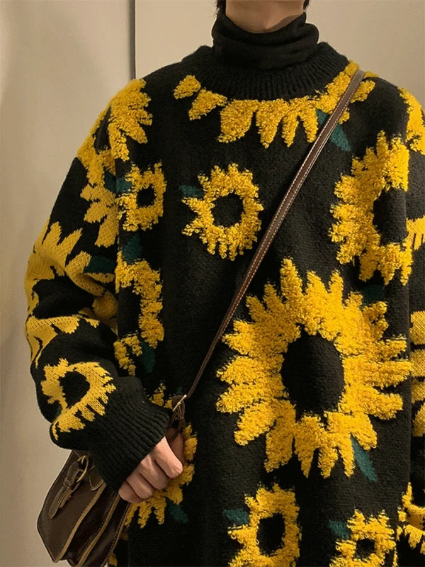 Vintage Sunflower Pattern Sweater