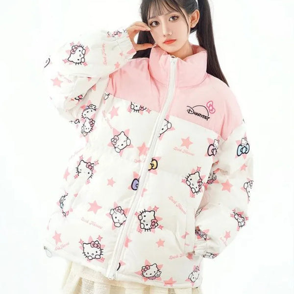 Hello Kitty Starry Pink Puffer Jacket