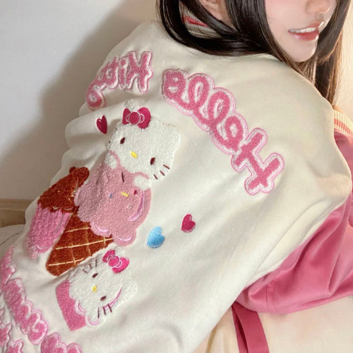 Kawaii Sanrio Hello Kitty Pink Casual Jacket - Juneptune