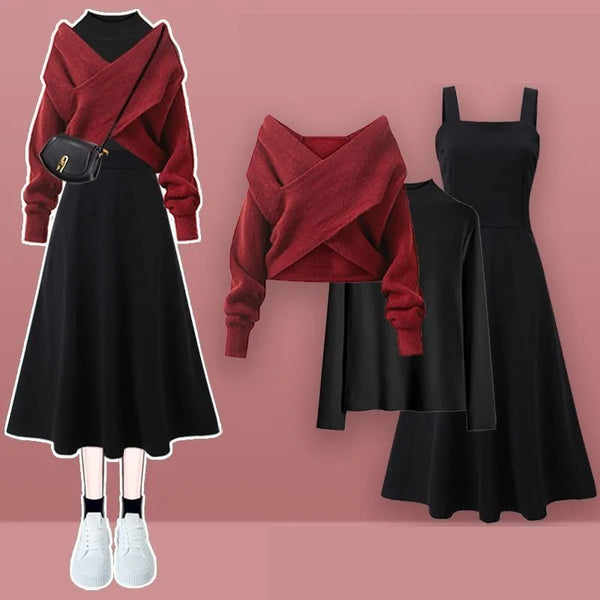 Winter Muse Knit Dress Outfit Set