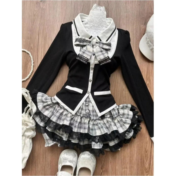 Patchwork Korean Outfit Set