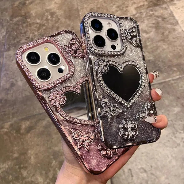 Bling Heart Mirror iPhone Case