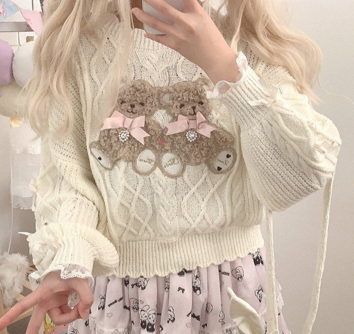 Sweet Lolita Knitted Bear Pullover - Juneptune