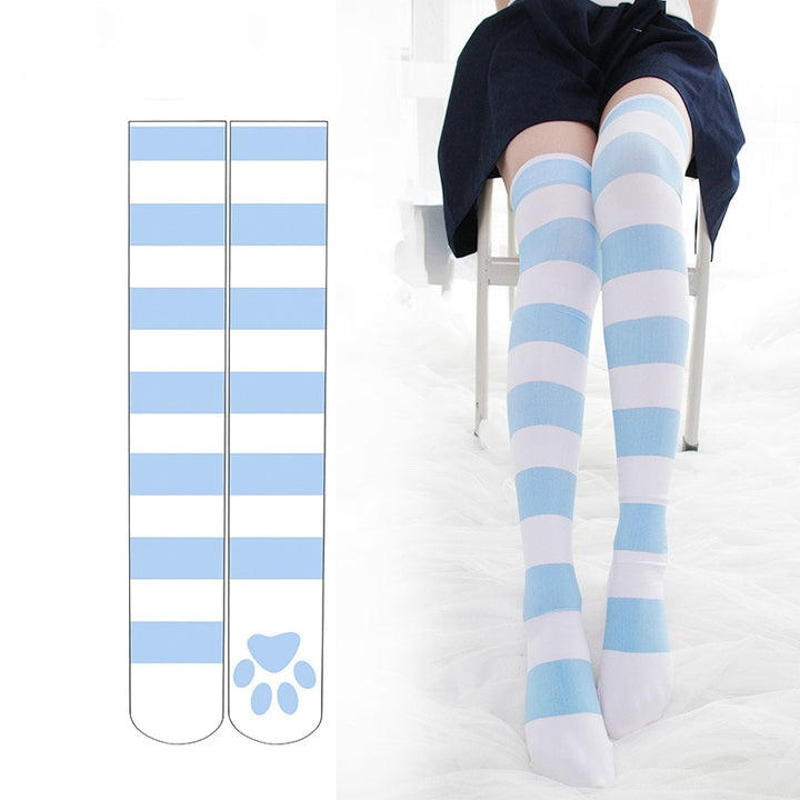 Kawaii Lolita Striped Long Socks - Juneptune