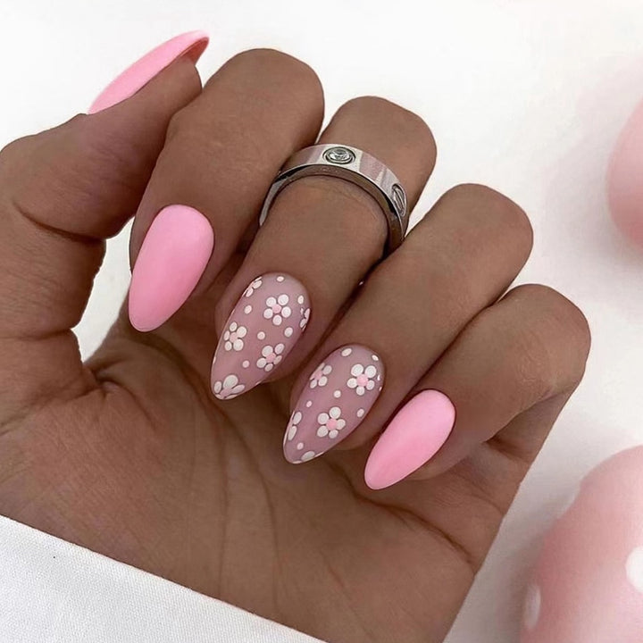 24pcs/Box Press On Cute Floral Summer False Nails - Juneptune