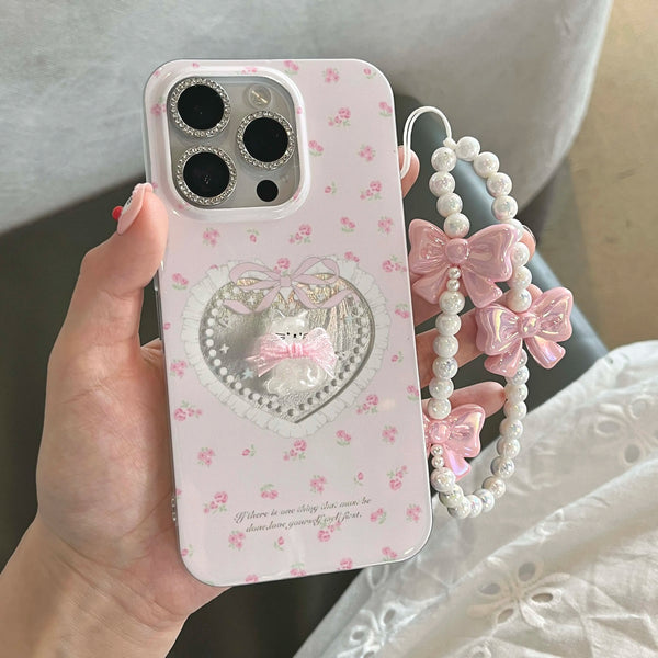 Coquette Kitty iPhone Case With Chain