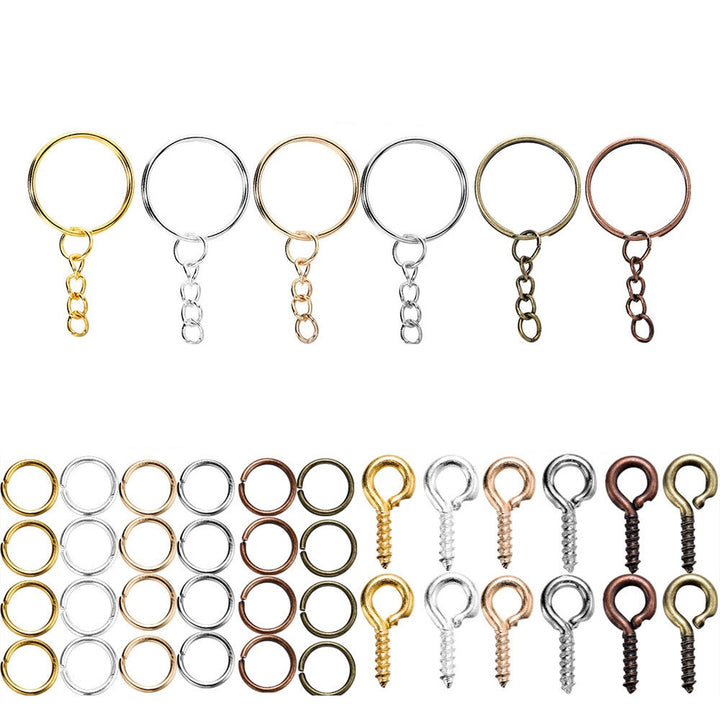 DIY Crafting Open Jump Rings Eye Pins Keychain Hooks Set - Juneptune