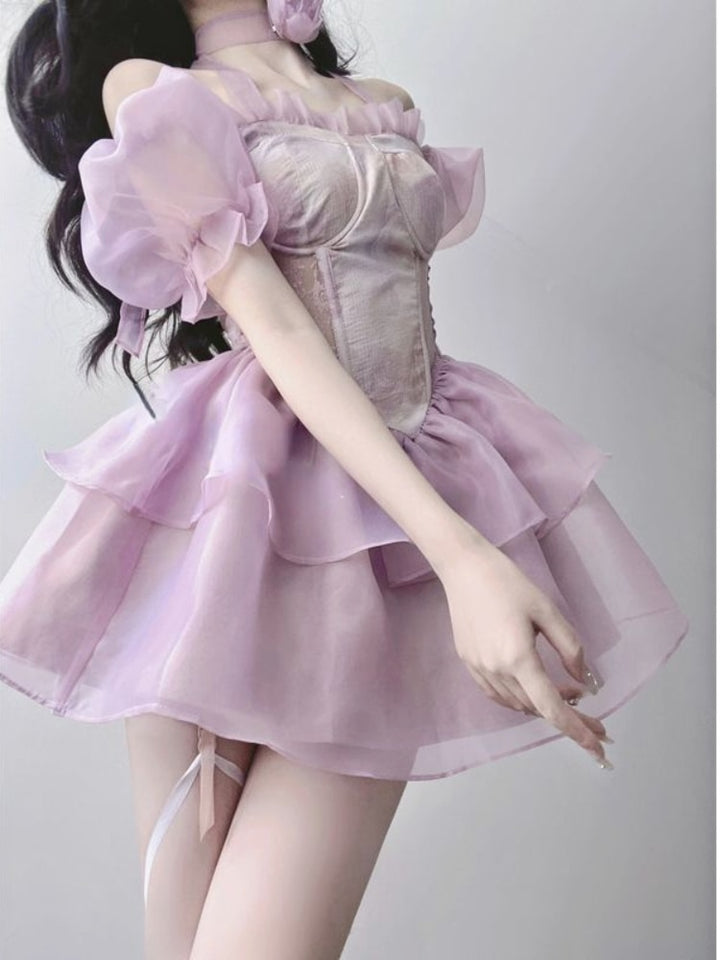 Fairycore Purple Ruffles Dress - Juneptune