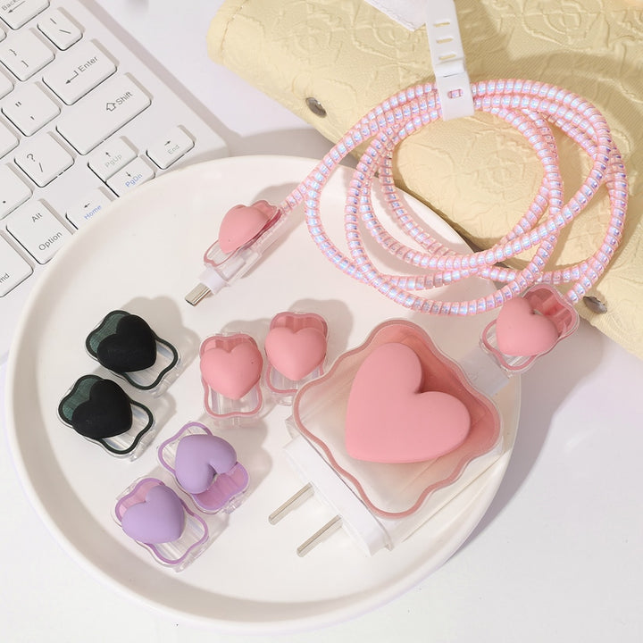 Cute Heart Silicone Cable Protector for iPhone - Juneptune