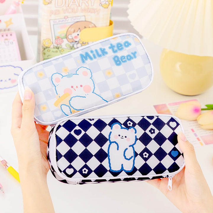 Kawaii Checkerboard Pencil Case - Juneptune